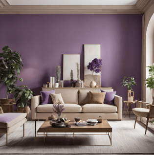 Violet and Beige Wall Pairing - Asian Paints