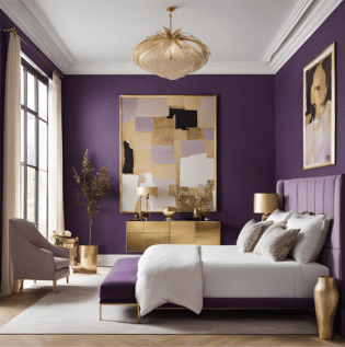 Violet and Gold Wall Combination - Asian Paints