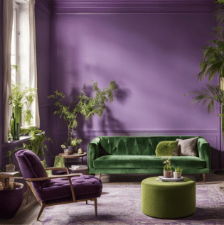 Violet and Green Wall Pairing - Asian Paints