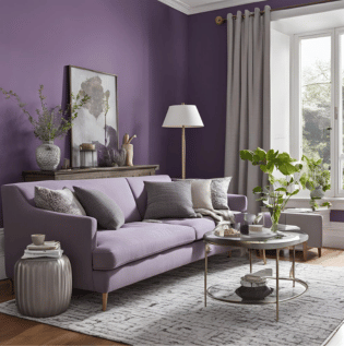 Violet and Grey Wall Combination - Asian Paints