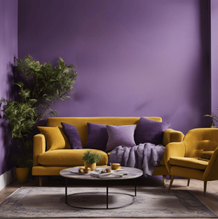 Violet and Mustard Wall Combination - Asian Paints