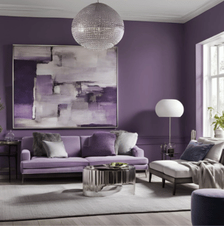 Violet and Silver Wall Combination - Asian Paints