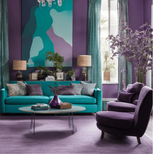 Violet and Teal Wall Pairing - Asian Paints