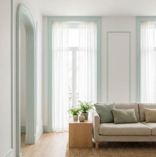 White Walls with Seafoam Trim for a Breath of Freshness
