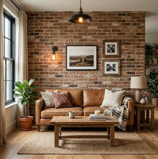 Timeless Exposed Brick Wall for Living Room