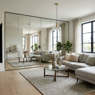 Mirror Wall to Expand Living Room Space