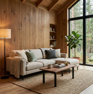 Modern Cabin Style Wooden Wall Design