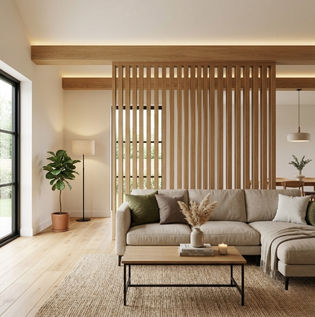 Stylish Wooden Partition Wall Design