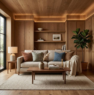 Cozy Wooden Haven Living Room Walls