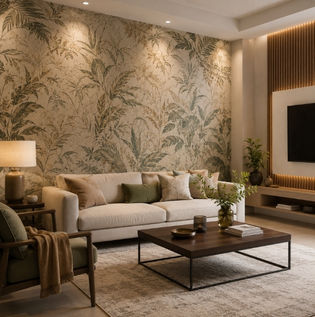 Statement Feature Wall with Asian Paints Nilaya Wallpaper
