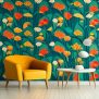 Floral bright wallpaper design for the living room - Asian Paints