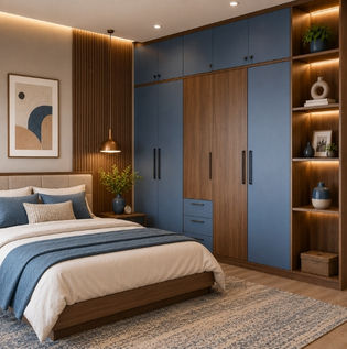 Brown and Blue Wardrobe Colour Combination