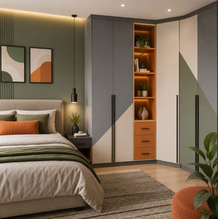 Colour Block Wardrobe Design for Bedrooms
