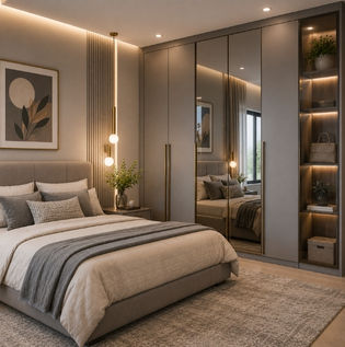 Mirrored and Glass Wardrobe Design