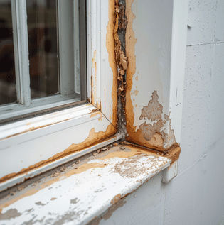 Water Stains and Peeling Paint Near Windows