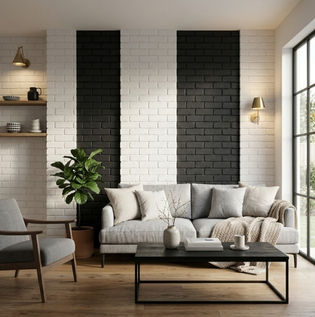 Black and White Brick Wall