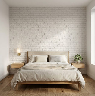 Exposed White Brick Wall for Bedrooms