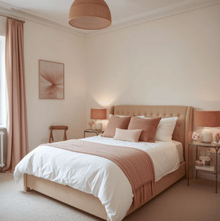 White Butter and Blush Pink Bedroom Combination
