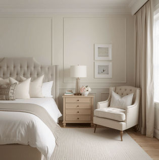 White Butter and Soft Beige Bedroom Combination