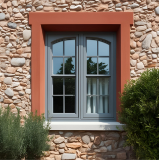 Terracotta and Pebble Grey Window Frame - Asian Paints