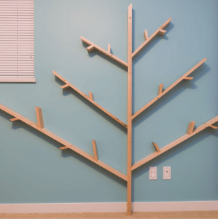 Tree Shaped Wooden Bookshelf - Asian Paints