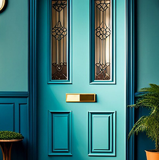 Vintage teal blue wooden door colour - Asian Paints