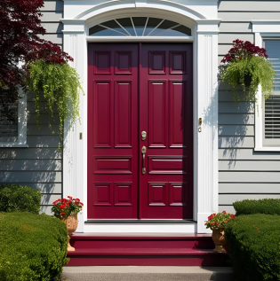 Wooden Door Paint Colour Idea - Burgundy - Asian Paints