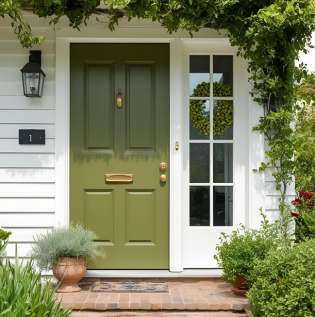 Wooden Door Paint Colour Idea - Olive Green - Asian Paints