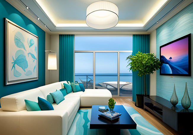 Blue Living Room Paint Design 