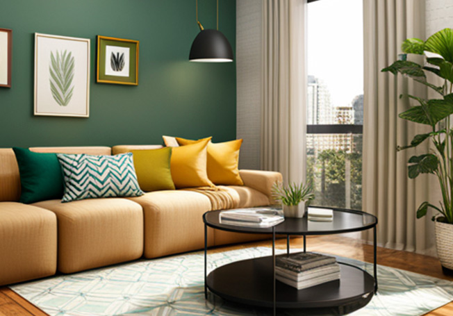 Green & beige Indian home colour combination - Asian Paints