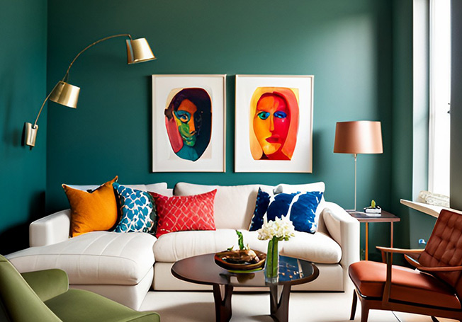 Lighter wall colour combination for small living room - Asian Paints