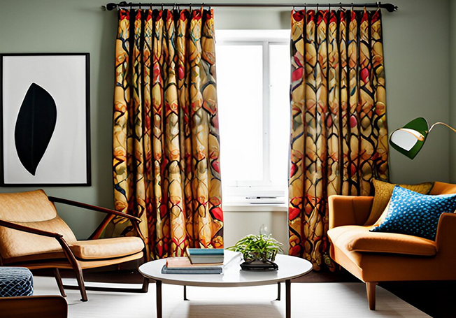 Abstract curtain design for your living room design - Asian Paints