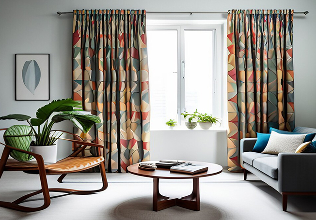 Geometric curtain design for your living room interiors - Asian Paints