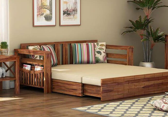 Comfy wooden sofa bed design - Asian Paints
