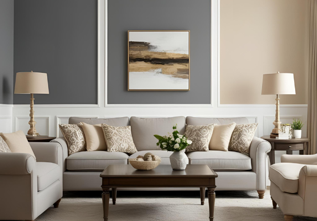 Grey And Beige Colour Combination For Wall