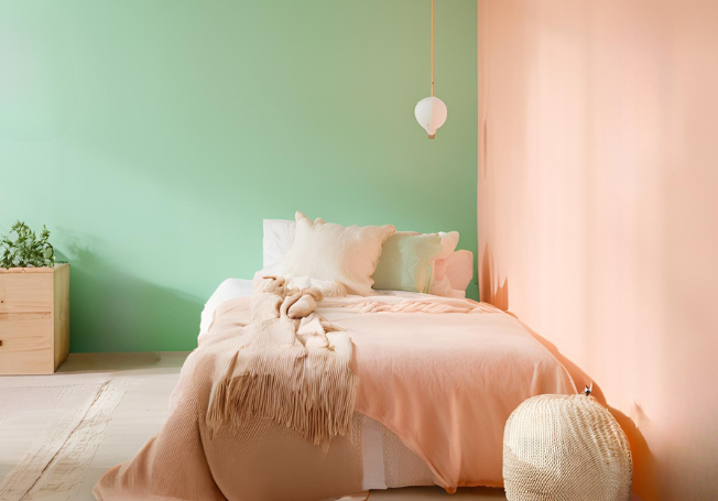 Peach and Mint Green Wall Combination - Asian Paints