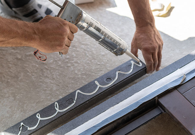 Close photo adult workman using silicon - Asian Paints