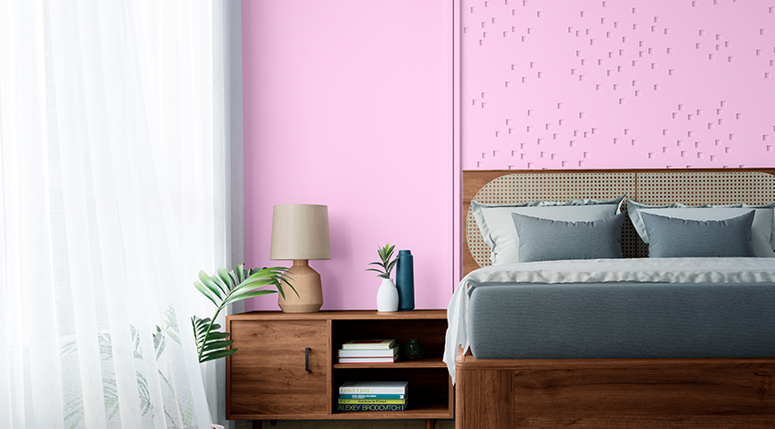 Feminine-Master-Bedroom-with-Lilac-Accent-Wall