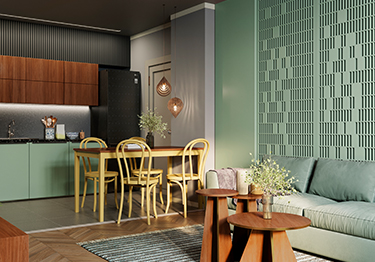 Fresh Green Studio Apartment Design