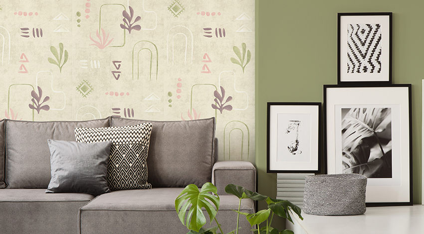 Relaxing-Living-Room-with-Delicate-Green-Wallpaper