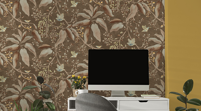 Small-Home-Office-with-Brown-Wallpaper