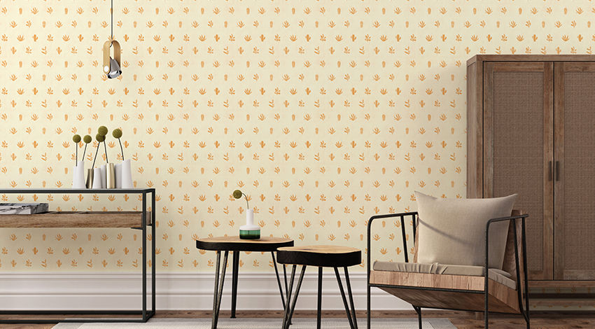 Splendid-Office-Design-with-Yellow-Wallpaper