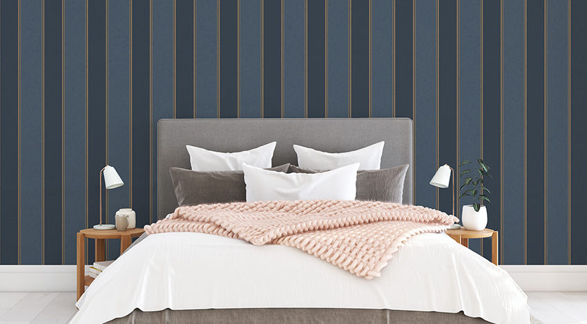 Subtle-Master-Bedroom-with-Striped-Wallpaper