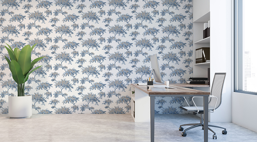 White-Office-Design-with-Tree-Wallpaper