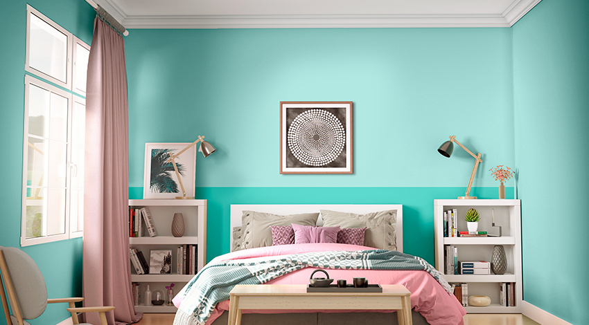 Subtle-Teal-Two-Colour-for-Bedroom-Walls
