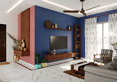 Bold Living Room with Ganges Midnight Wall