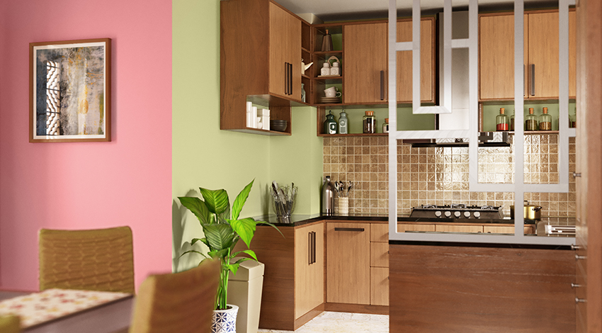 Compact-L-Shaped-Kitchen-with-Wooden-Cabinets