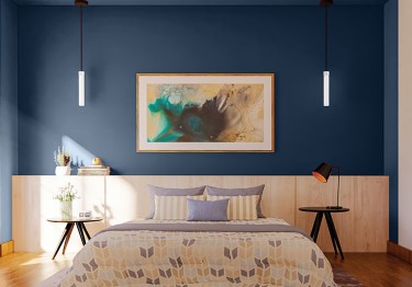 Giant Master Bedroom With Blue Accent Wall M 