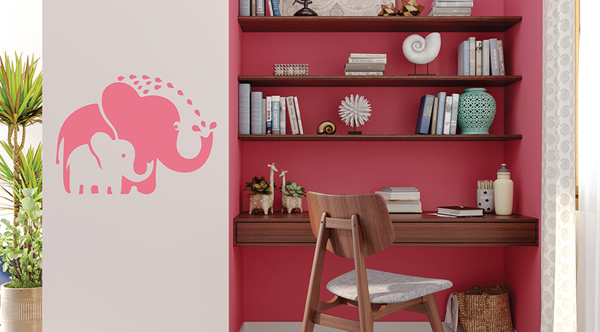Gorgeous-Study-Room-Design-Idea-with-Pink-Accent-Wall