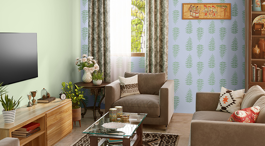 Green-monochromatic-living-room